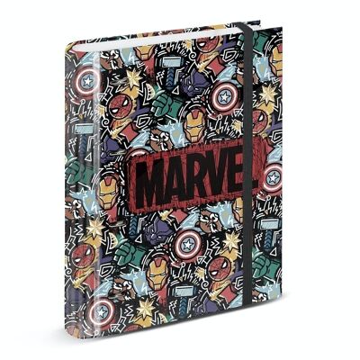 Marvel Los Vengadores Fun-Carpesano 4 Anillas Papel Cuadriculado, Negro