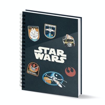 Star Wars Pilot-Cuaderno A4 Papel Cuadriculado, Negro