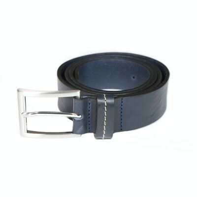 OSVALD navy leather belt for men