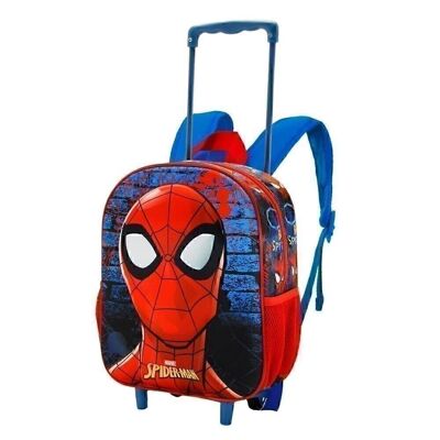 Marvel Spiderman Badoom-3D Backpack with Small Wheels, Red