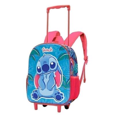 Disney Lilo and Stitch Leaves-3D Backpack with Small Wheels, Blue