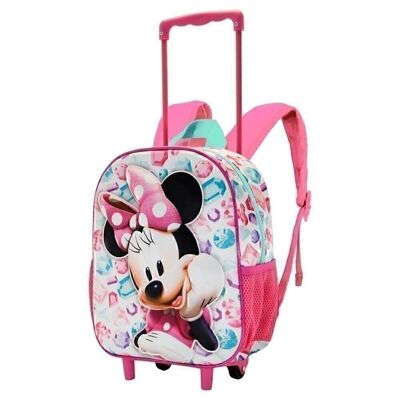 Disney Minnie Mouse Diamonds-Small 3D Backpack with Wheels, Pink