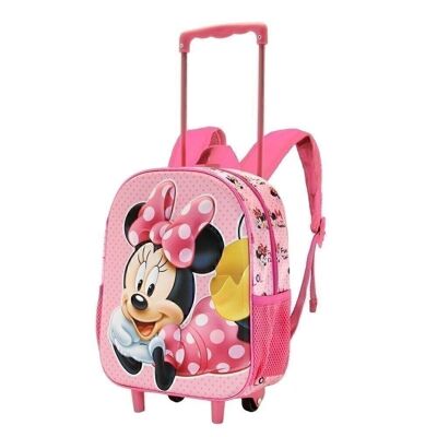 Disney Minnie Mouse Lying-3D Backpack with Small Wheels, Pink