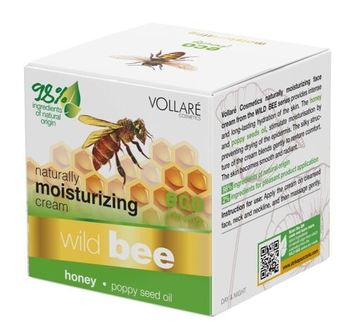 Soin visage hydratation intense - Miel et Pavot - Wild Bee - VOLLARE - 50 ml