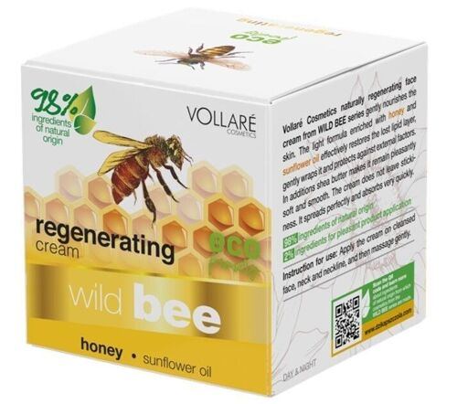 Soin visage régénération intense - Miel et Tournesol- Wild Bee - VOLLARE - 50 ml