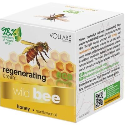 Soin visage régénération intense - Miel et Tournesol- Wild Bee - VOLLARE - 50 ml