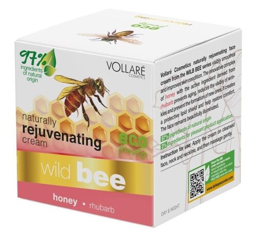 Soin visage rajeunissant - Miel et Rhubarbe - Wild Bee - VOLLARE - 50 ml