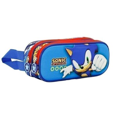 Sega-Sonic Fast-Estuche Portatodo 3D Doble, Azul