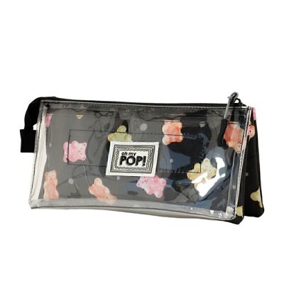 O My Pop! Gummy-Case Pencil Case Triple Clear, Multicolor