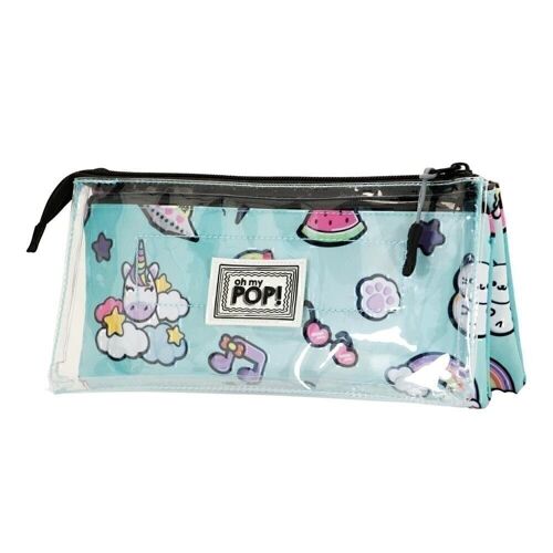 Oh My Pop! So Cute-Estuche Portatodo Triple Clear, Multicolor