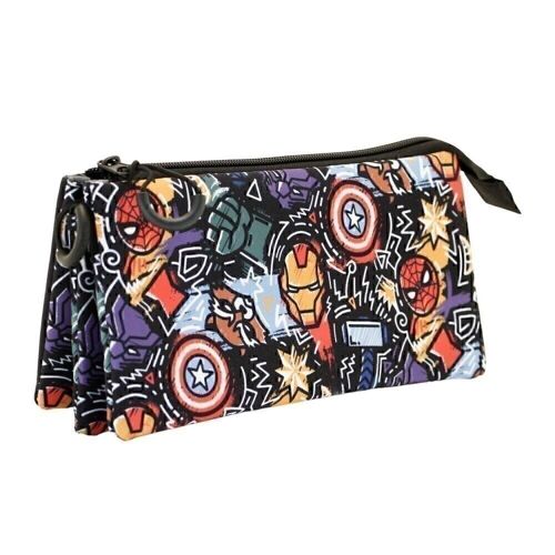 Marvel Los Vengadores Fun-Estuche Portatodo Triple FAN, Negro