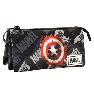 Marvel Capitán América Scratches-Estuche Portatodo Triple FAN, Gris