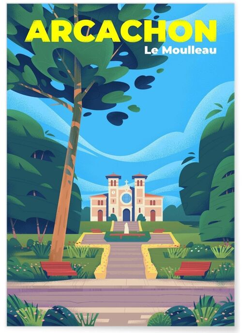 Affiche illustration de la ville d'Arcachon : Le Moulleau