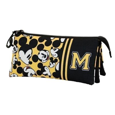 Disney Mickey Mouse Yellow-Estuche Portatodo Triple ECO, Amarillo