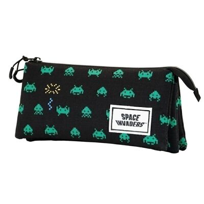 Space Invaders Army-Estuche Portatodo Triple ECO, Negro