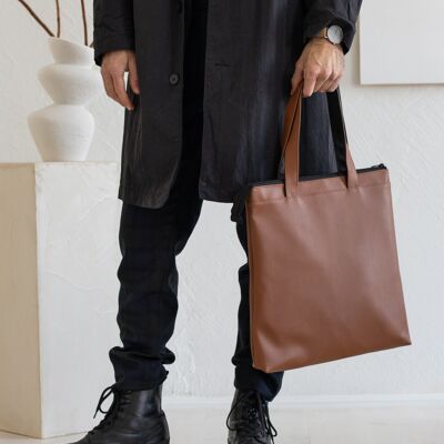 Brown Unisex Vegan Leather Handbag