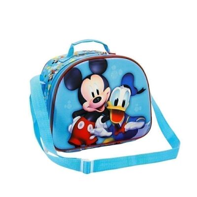 Disney Mickey Mouse Cheerful-Bolsa Portamerienda 3D, Azul