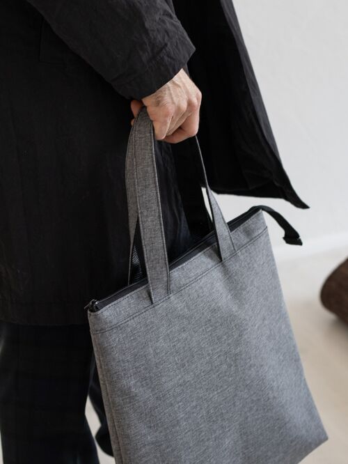 Grey Canvas Unisex Handbag