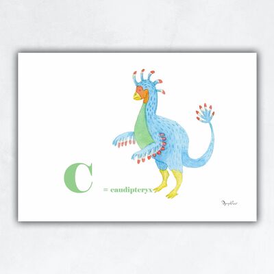 Affiche décorative enfant - Dinosaure Caudipteryx