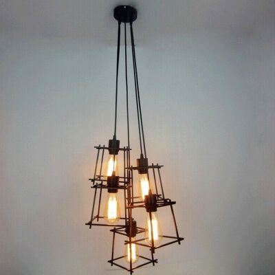 Vintage Industrial Retro Deckenleuchte Cage Loft Chandelier Pendant Light Lamp~2143