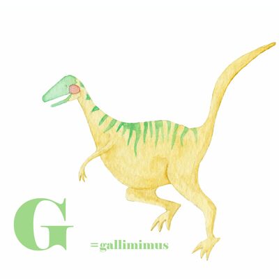 Póster de decoración infantil - Dinosaurio - Gallimimus