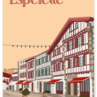 Illustration poster of the city of Espelette