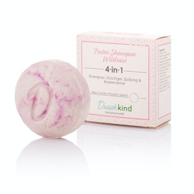 Duschkind natural cosmetics solid shampoo wild rose and rose oil