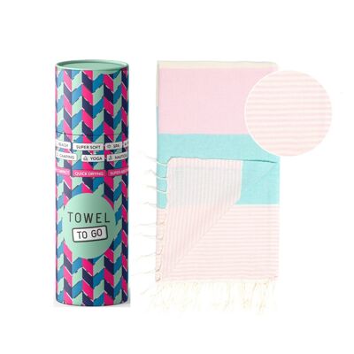 Towel to Go Palermo Hamamtuch Mint/Pink, mit Recycelter Geschenkbox
