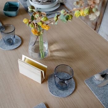 Set de table et sous-verre en feutre gris MILLSTONES, 100 % laine mérinos naturelle 3