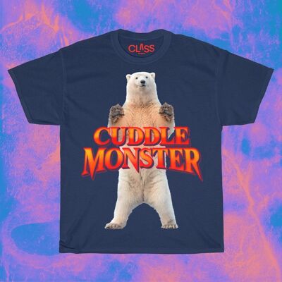 CUDDLE MONSTER - Camiseta gráfica de oso polar, cachorro gay, top de abrazos, pareja queer, moda LGBTQ, camiseta divertida para hombre, oso papá, trozo musculoso