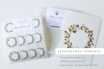 Sticker set 12 stickers cadeaux couronne de fleurs rose 7