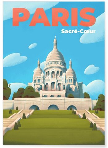 Affiche illustration de la ville de Paris : Le Sacré-Coeur de Montmartre 5