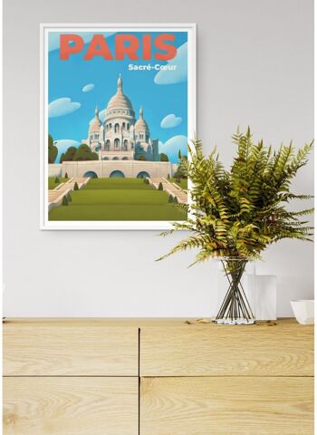 Affiche illustration de la ville de Paris : Le Sacré-Coeur de Montmartre 4