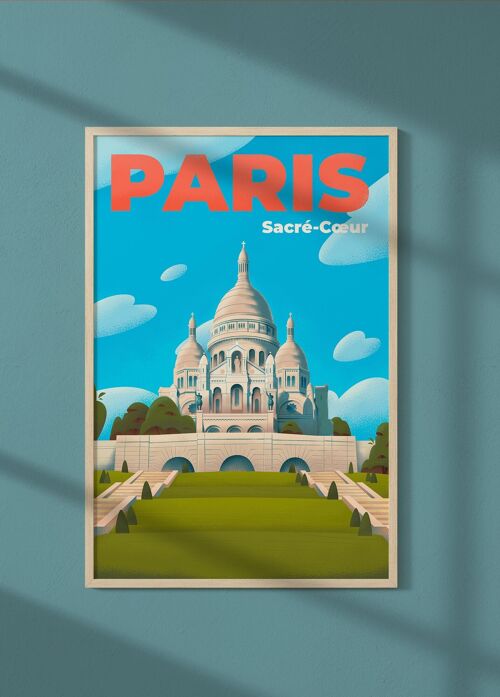 Affiche illustration de la ville de Paris : Le Sacré-Coeur de Montmartre