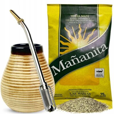 Yerba Mate Keramik Calabaza Calabash Bombilla Starter-Kit