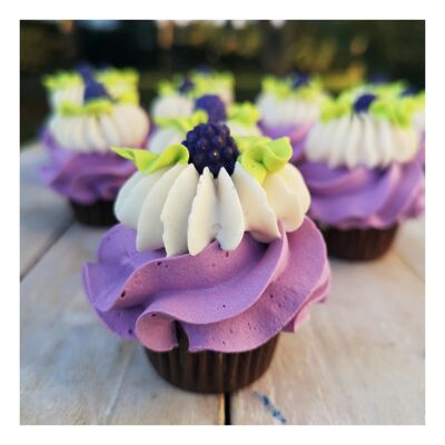 Purple cupcake soap with blackberry