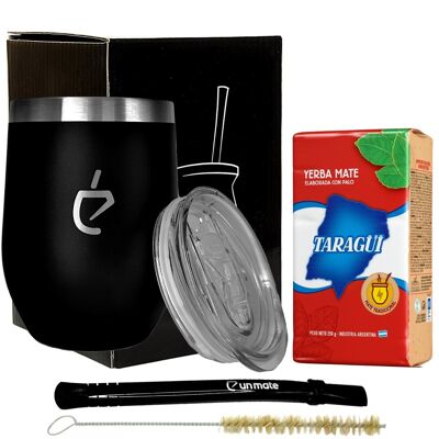 Yerba mate tea set TERMOLID + Taragui: inox calebasse termolid, bombilla and brush
