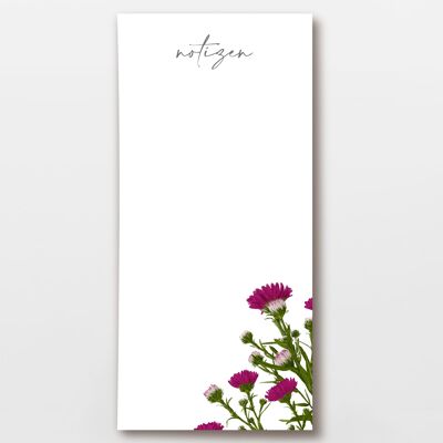 Notepad 50 sheets DIN long pink aster, PEFC