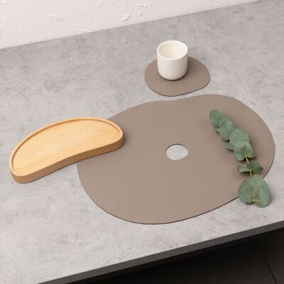 Set de table et sous-verre en cuir, beige MILLSTONES