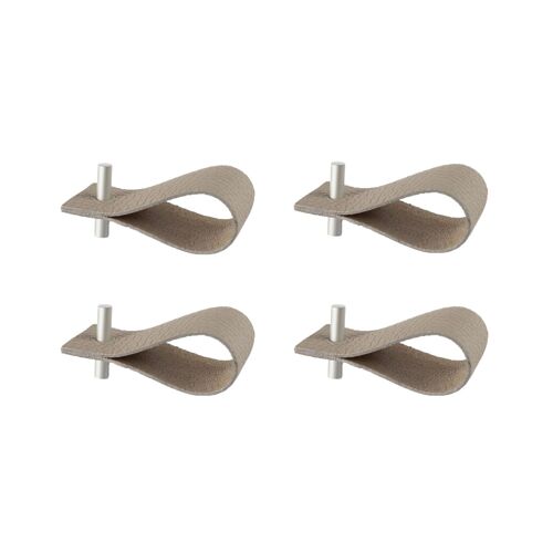 Napkin rings, set of 4, beige natural leather
