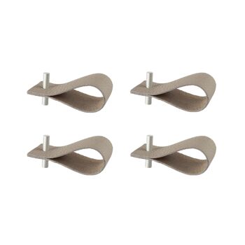 Ronds de serviette, lot de 4, cuir naturel beige 1