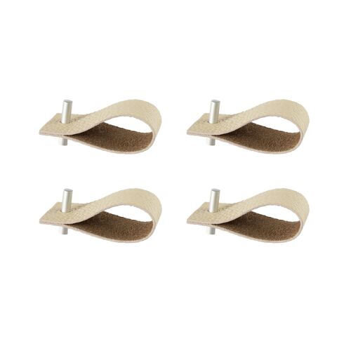 Napkin rings, set of 4, ivory natural leather