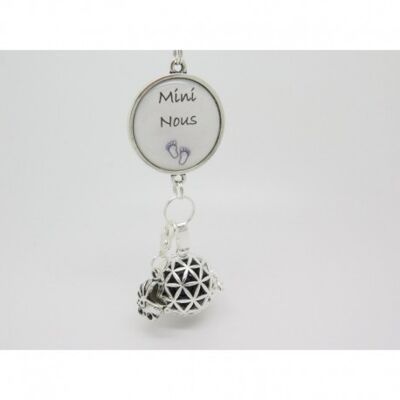 BOLA ARGENT PLAQUE BOLA DE GROSSESSE AVEC CABOCHON PERSONNALISABLE, ET BRELOQUE LANDAU AMOVIBLE CADEAU FUTURE MAMAN