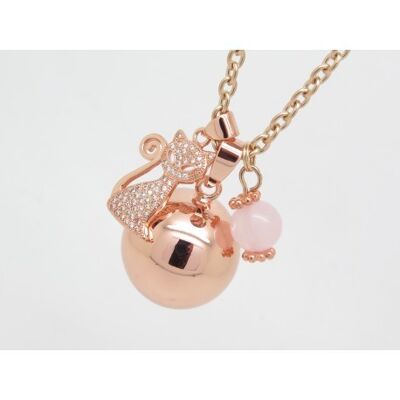 BOLA DE GROSSESSE LISSE COULEUR OR ROSE  CHAT ET QUARTZ ROSE CADEAU FUTURE MAMAN F de Bm creations