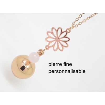 BOLA DE GROSSESSE COUCHE OR ROSE FLEUR ET PIERRE FINE PERSONNALISABLE QUARTZ CADEAU FUTURE MAMAN F de Bm creations