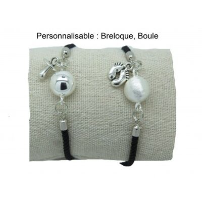 BRACELET BOLA DE GROSSESSE COUCHE ARGENT BROSSE ARBRE DE VIE  F de Bm creations