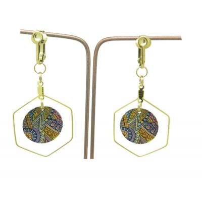 Paire de boucles d'oreille sequin dessin fleur stellaire et pentagone