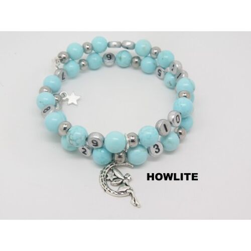 BRACELET D'ALLAITEMENT EN HOWLITE TURQUOISE  ET PERSONNALISABLE IDÉE CADEAU NAISSANCE MAMAN F de Bm créations