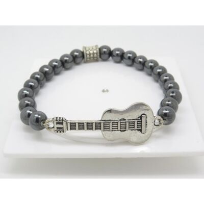 BRACELET  GUITARE EN HÉMATITES  POUR UN GUITARISTE  F de Bm créations