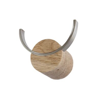 Oak wood wall hook DEER, stainless steel